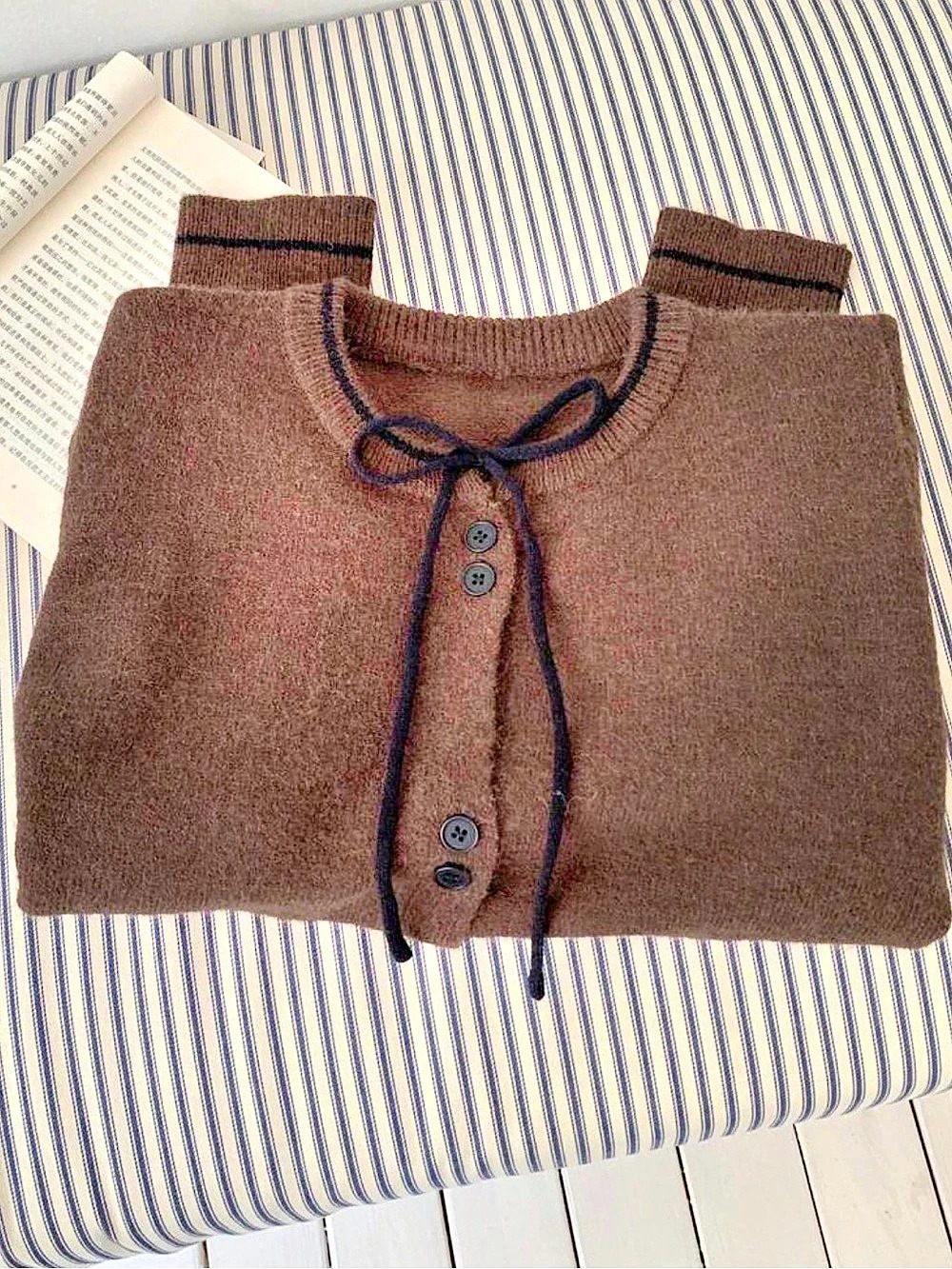 Brown Tie-Front Cardigan Like New